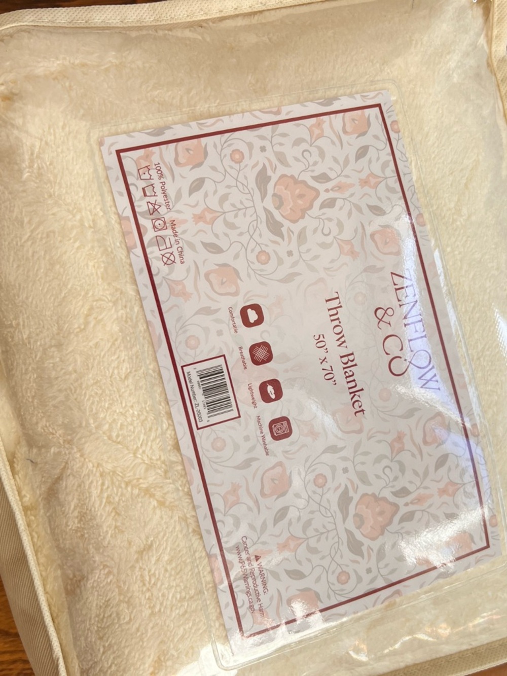Cream Plush Throw Blanket - Soft Sherpa 50 x 70